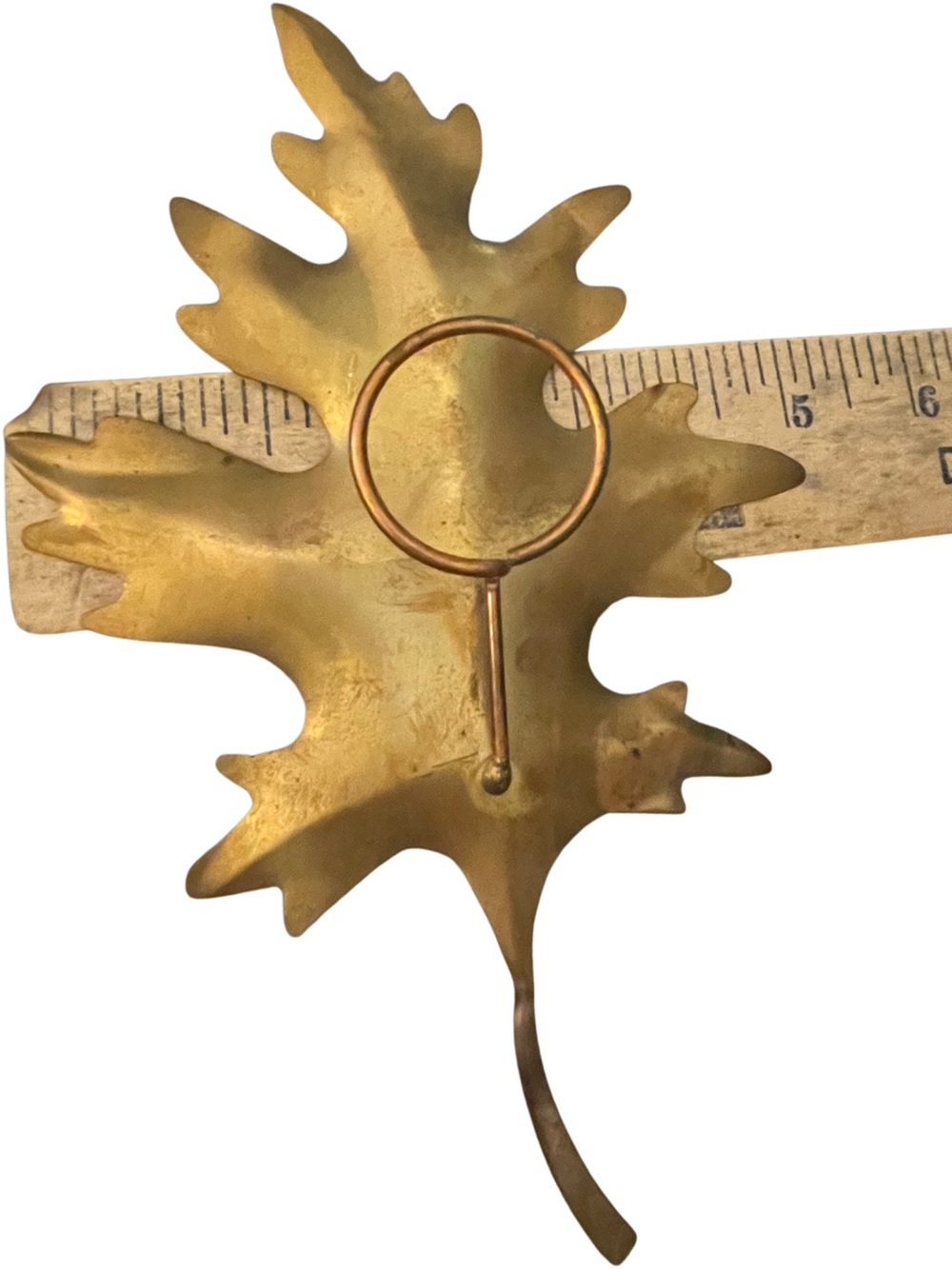 Vintage Set of 3 MCM Brass Oak Leaf Wall Art Hanging 3D Metal Plaques 8"x5" - Picture 9 of 9